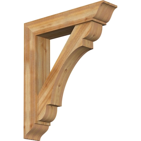 Ekena Millwork Olympic Traditional Rough Sawn Bracket w/ Offset Brace, Western Red Cedar, 8"W x 38"D x 44"H BKT0806X38X44OLY01RWR